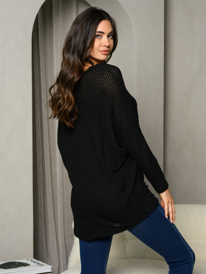 WOMEN'S LONG SLEEVE WAFFLE TUNIC TOP