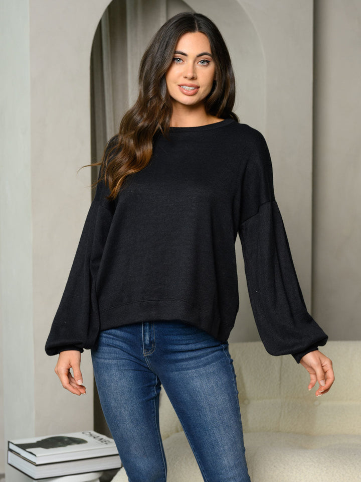 WOMEN'S LONG BALLON SLEEVE TUNIC TOP
