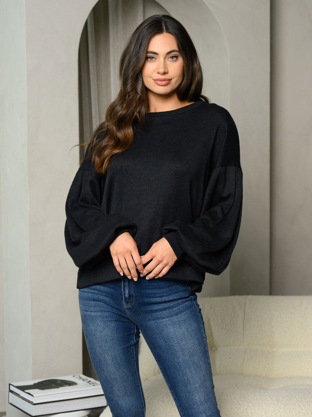 WOMEN'S LONG BALLON SLEEVE TUNIC TOP