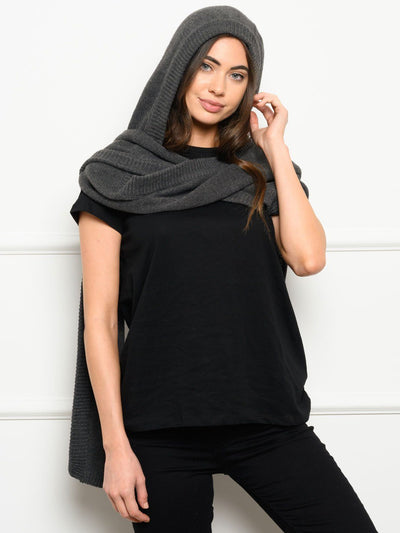 WOMEN'S MUFFLER SWEATER KNIT HOODED SCARF