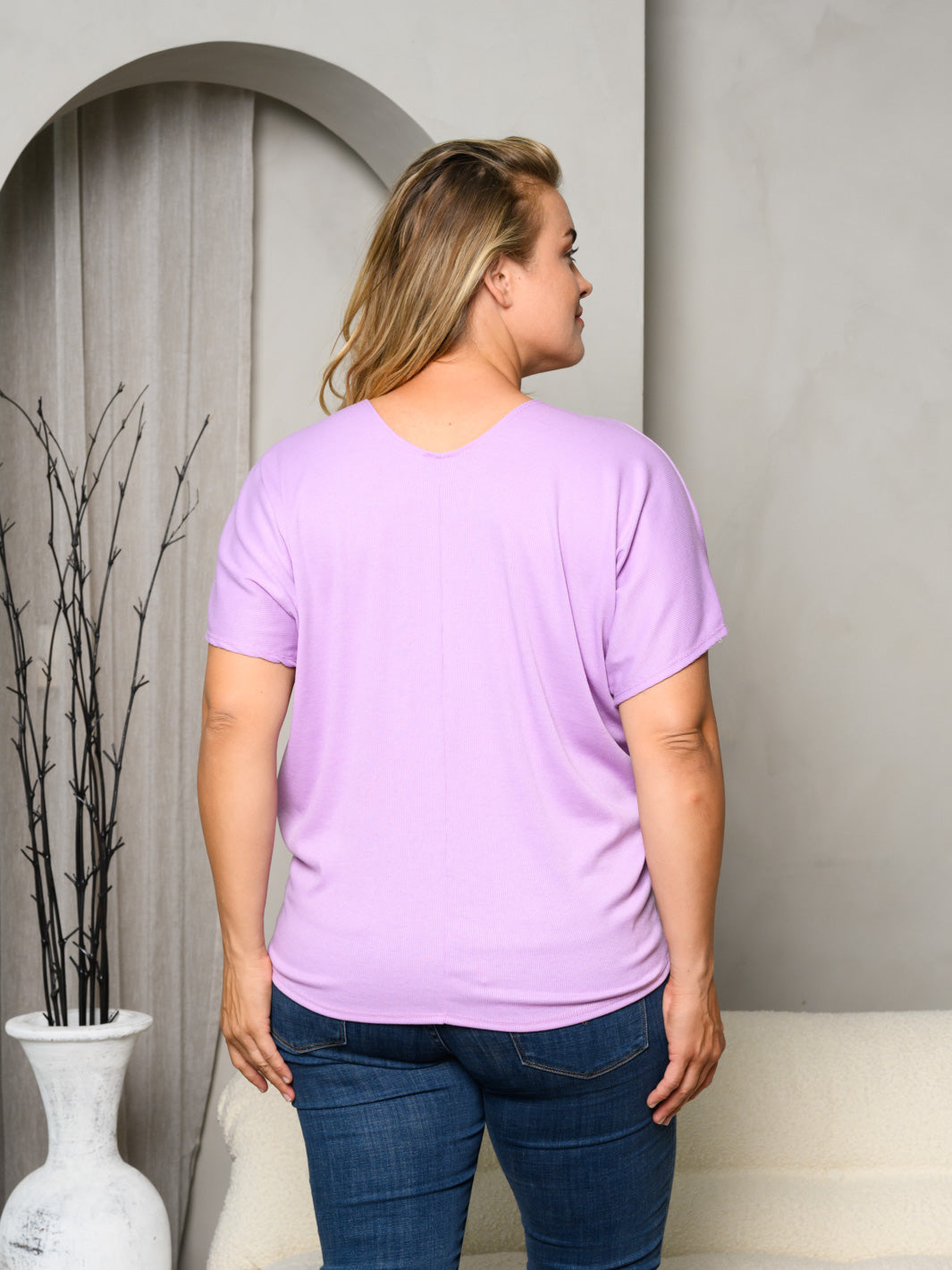 PLUS SIZE SHORT SLEEVE SOLID TUNIC TOP