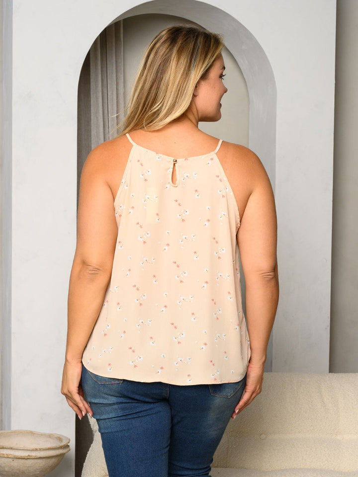 PLUS SIZE SLEEVELESS FLORAL TANK TOP