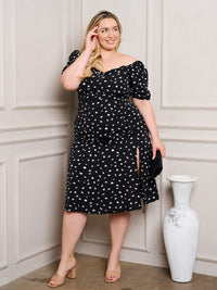 PLUS SIZE SHORT SLEEVE PRINTED MIDI DRESS