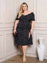 PLUS SIZE SHORT SLEEVE PRINTED MIDI DRESS