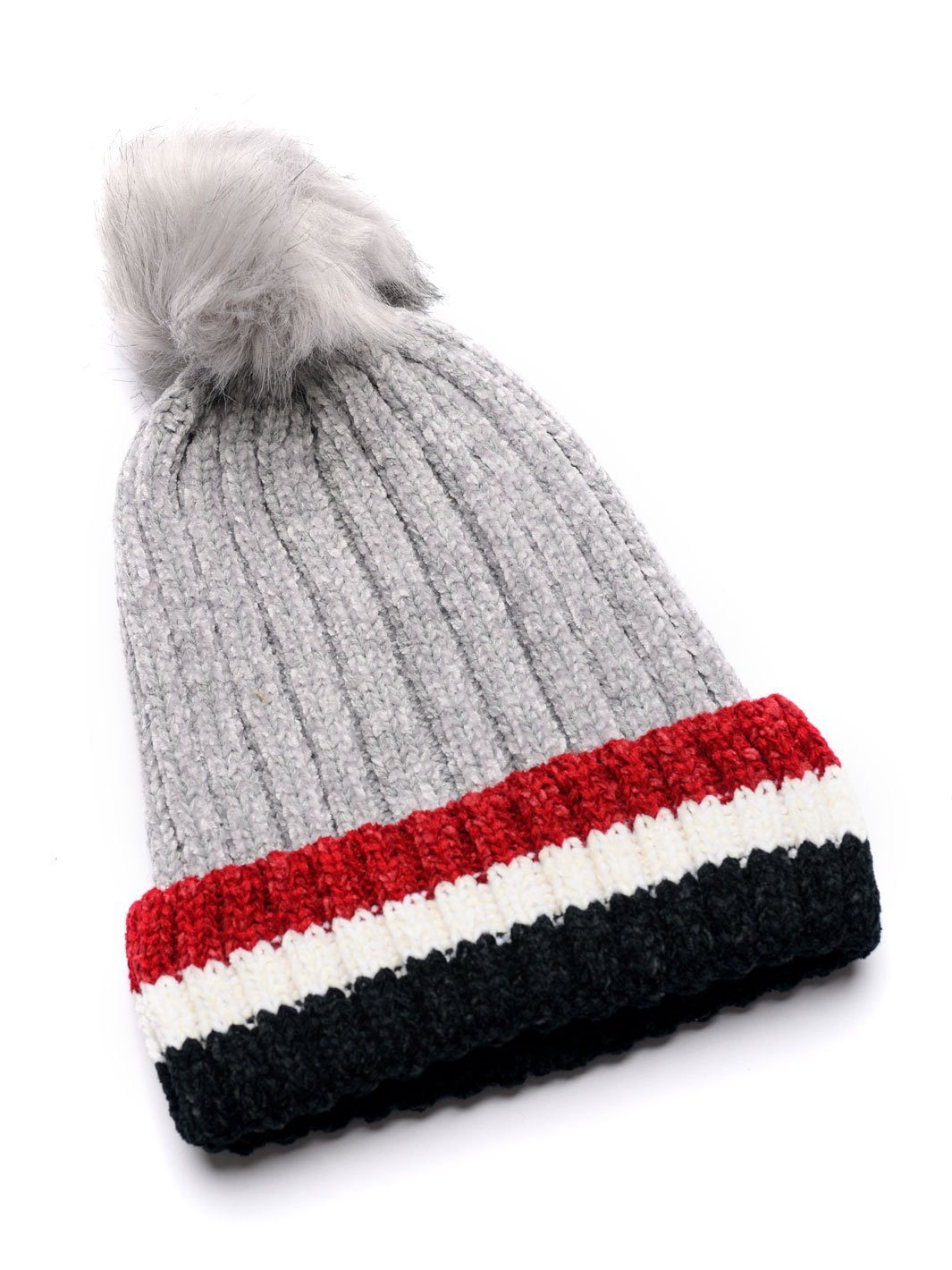 WOMEN'S COLOR BLOCK FUR BEANIE