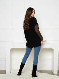 WOMEN'S LONG STRIPES SLEEVE V-NECK LACE UP TOP