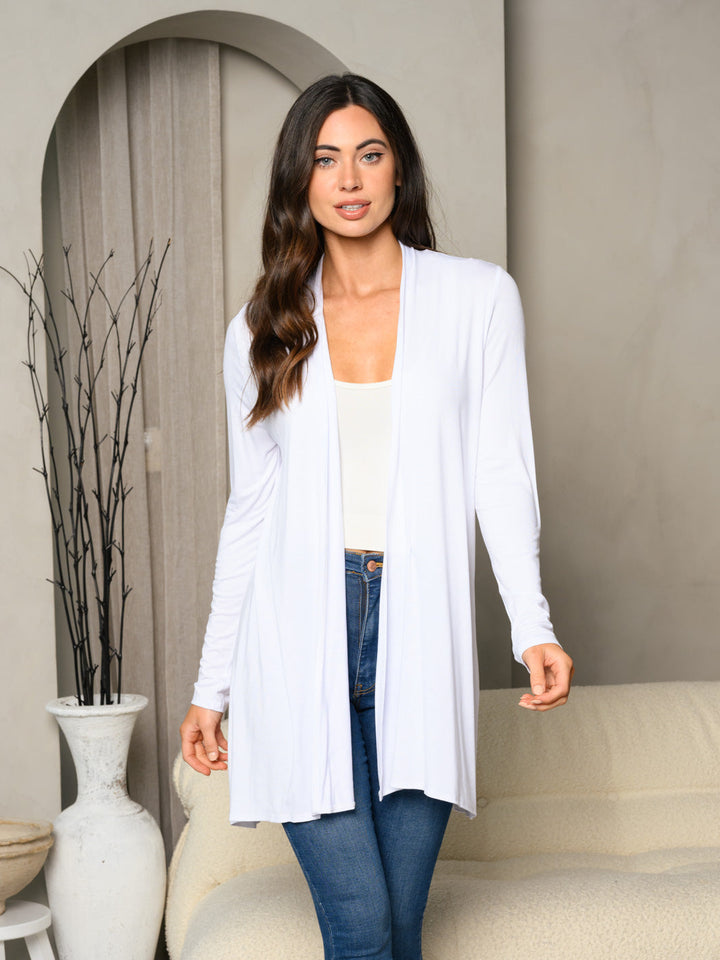 WOMEN'S LONG SLEEVE SOLID OPEN CARDIGAN