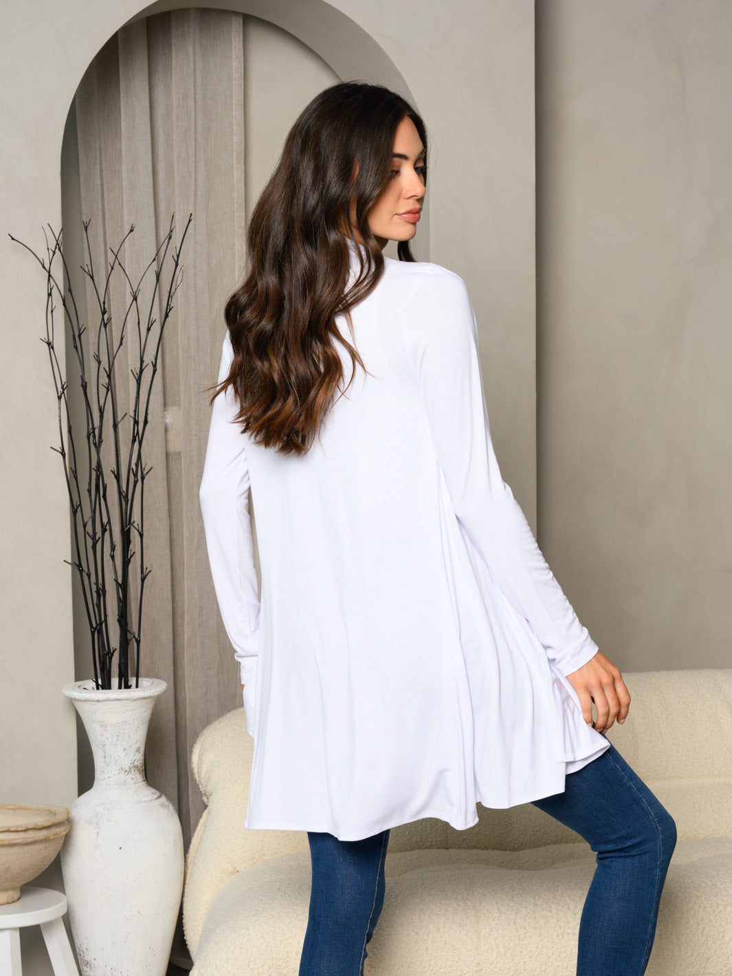 WOMEN'S LONG SLEEVE SOLID OPEN CARDIGAN