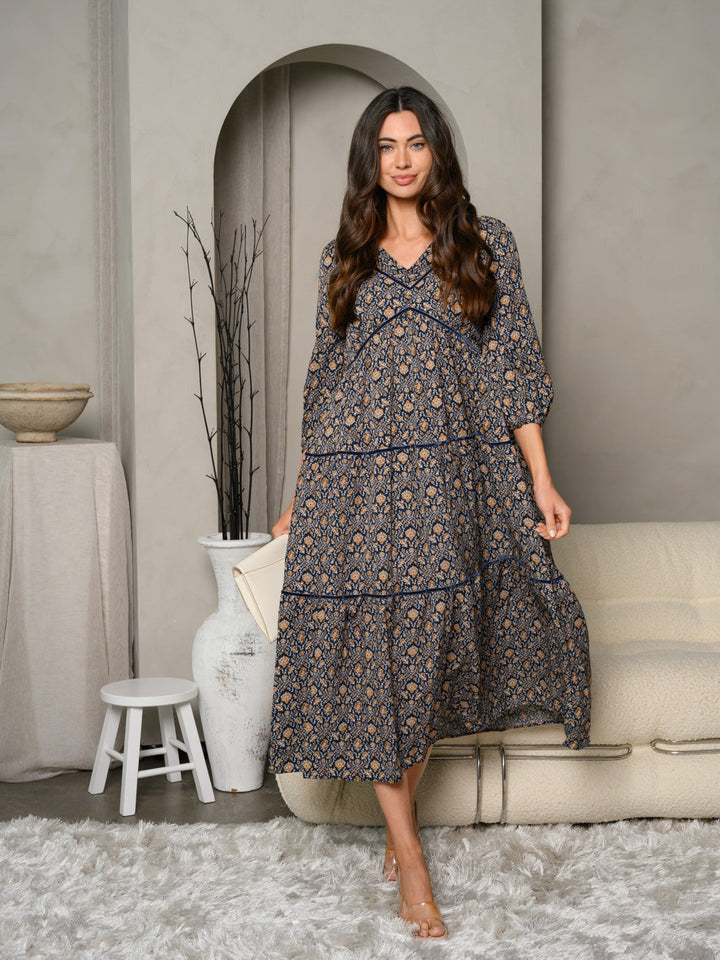 Copy of WOMEN'S SHORT SLEEVE LACE MIDI DRESS