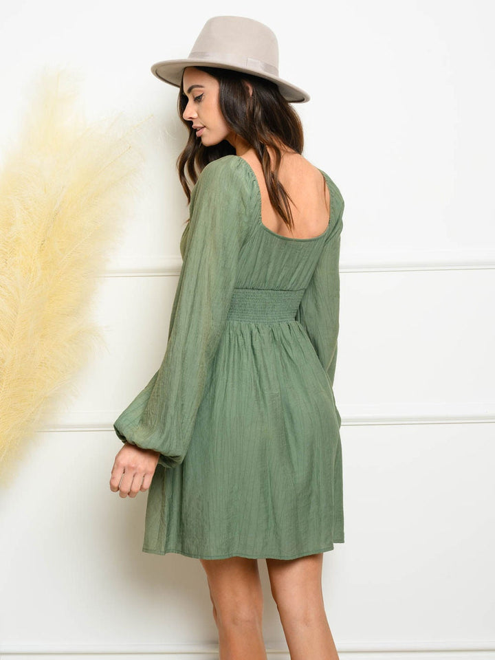 WOMEN'S WOVEN FRONT TIE MINI DRESS