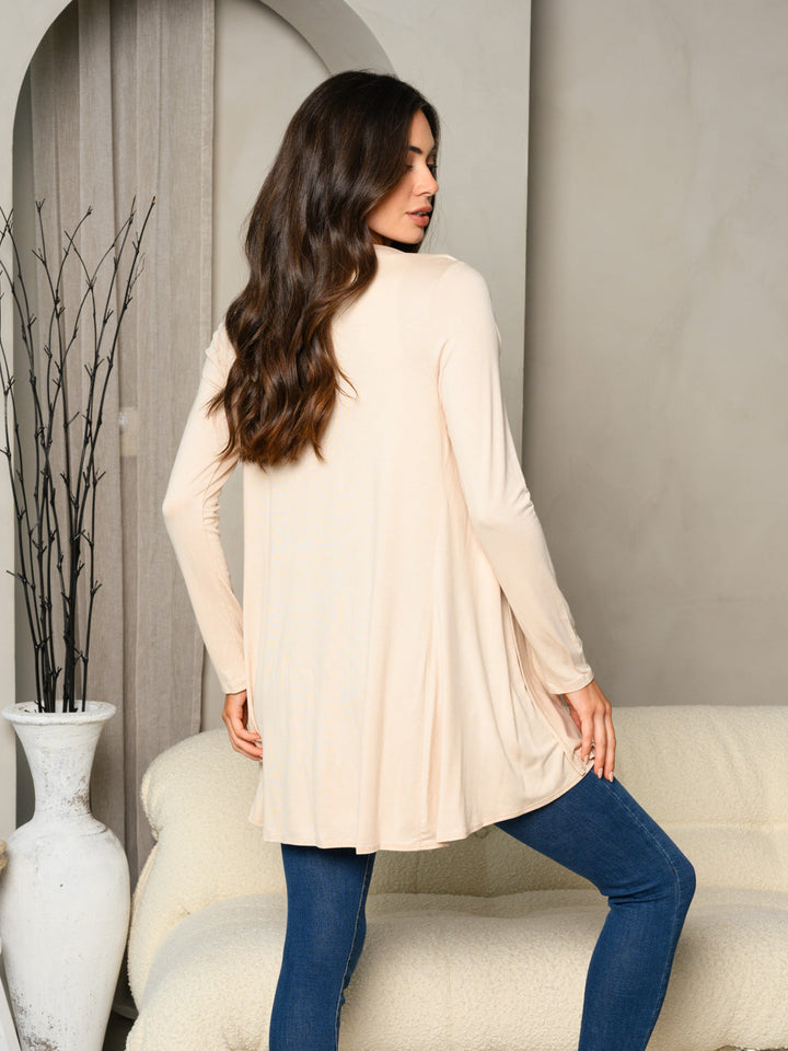 WOMEN'S LONG SLEEVE SOLID OPEN CARDIGAN