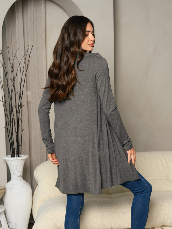 WOMEN'S LONG SLEEVE SOLID OPEN CARDIGAN