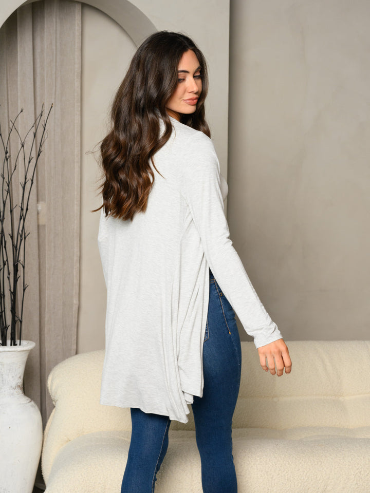 WOMEN'S LONG SLEEVE SOLID OPEN CARDIGAN