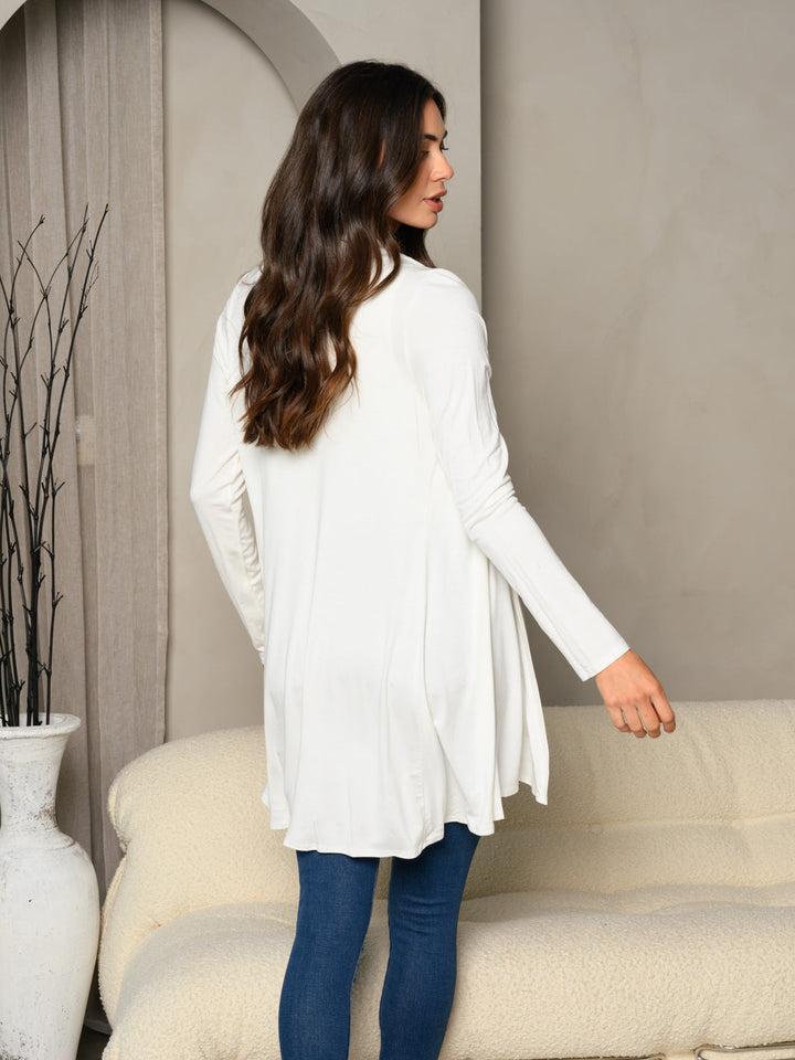 WOMEN'S LONG SLEEVE SOLID OPEN CARDIGAN