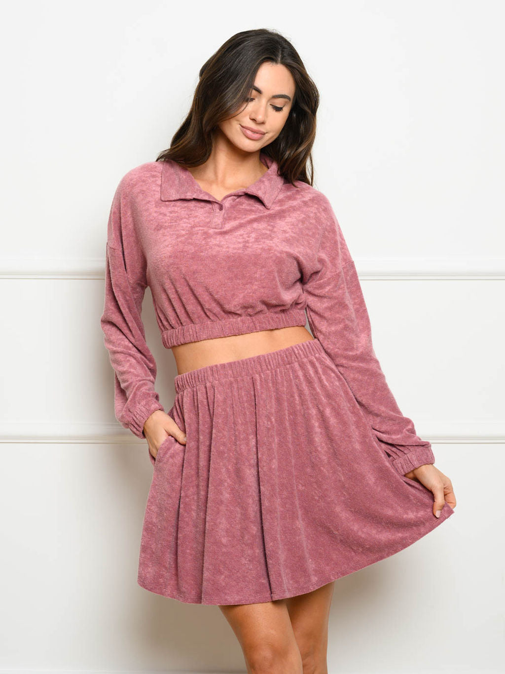 WOMEN'S 2PC. SOLID SKIRT SET