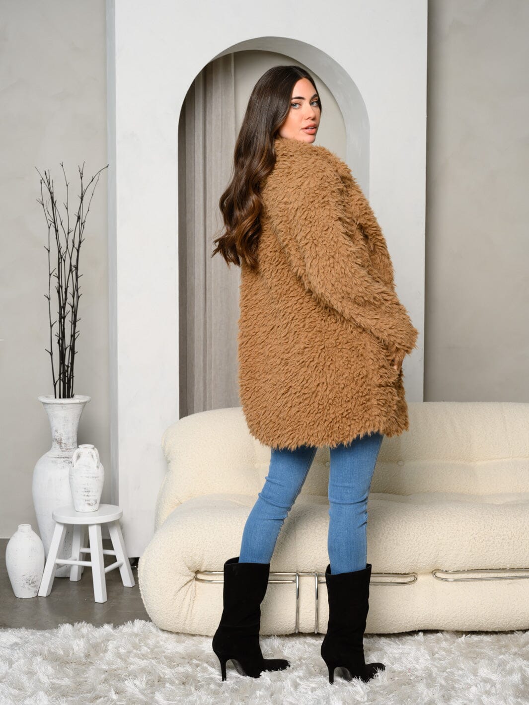 WOMEN'S LONG SLEEVE FRONT OPEN WITH POCKETS COAT