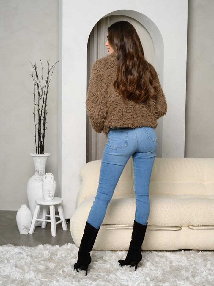 WOMEN'S LONG SLEEVE COLLAR OPEN FRONT POCKETS CARDIGAN