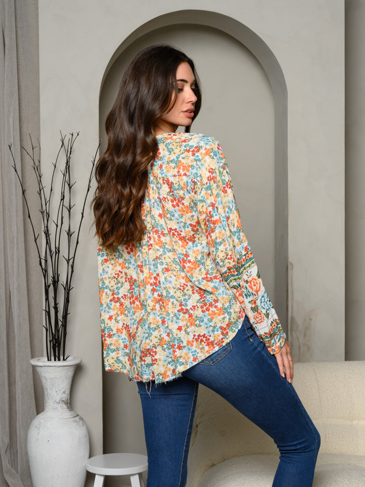 WOMEN'S LONG SLEEVE FLORAL TUNIC TOP