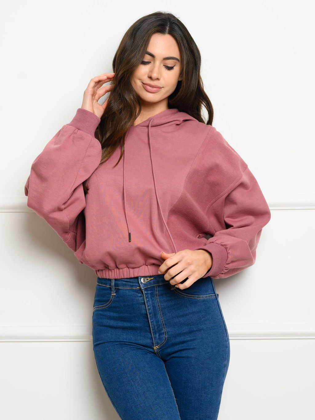WOMEN'S LONG SLEEVE FRENCH TERRY HOODIE SWEATER