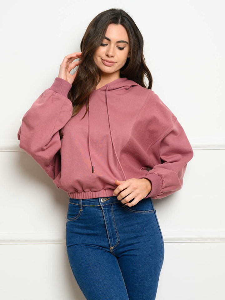 WOMEN'S LONG SLEEVE FRENCH TERRY HOODIE SWEATER