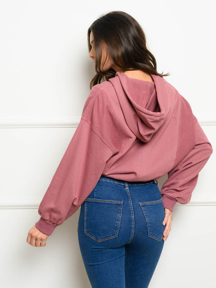 WOMEN'S LONG SLEEVE FRENCH TERRY HOODIE SWEATER