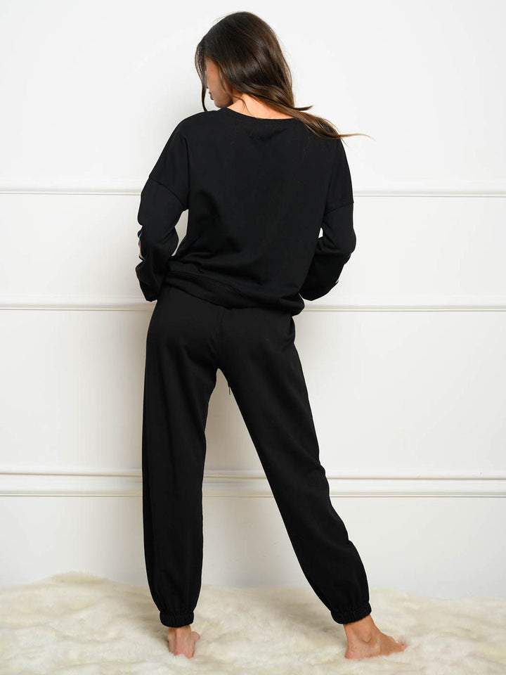 WOMEN'S MULTI COLOR LIGHTNING BOLT PRINT 2PC. JOGGER SET