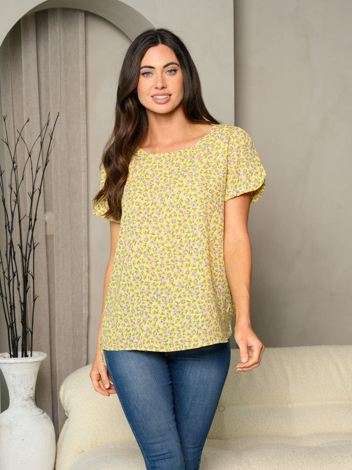 WOMEN'S SHORT SLEEVE FLORAL TUNIC TOP