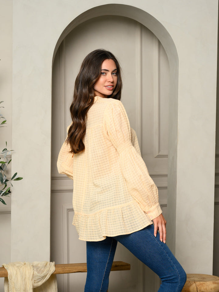 WOMEN'S LONG SLEEVE BUTTON UP TUNIC TOP