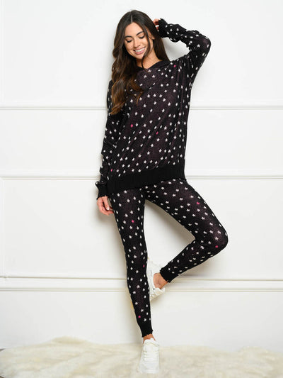 WOMEN'S STAR PRINT HOODED 2PC. JOGGER SET
