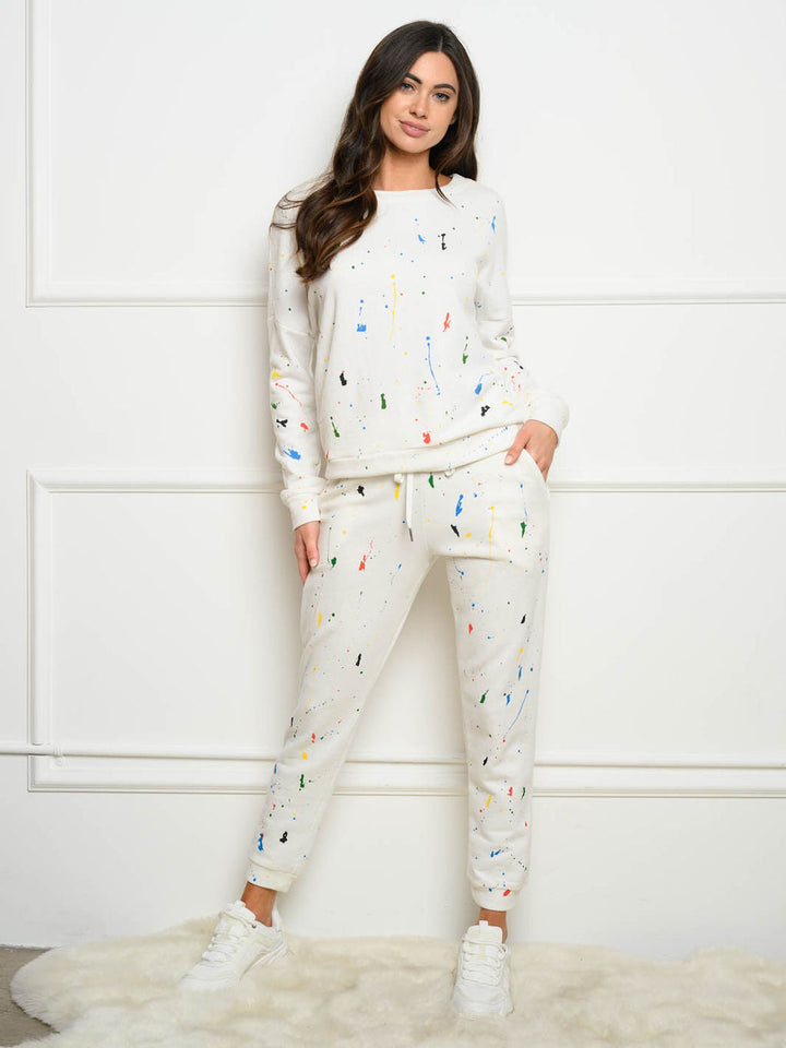WOMEN'S PAINT SPLATTER 2PC. JOGGER SET