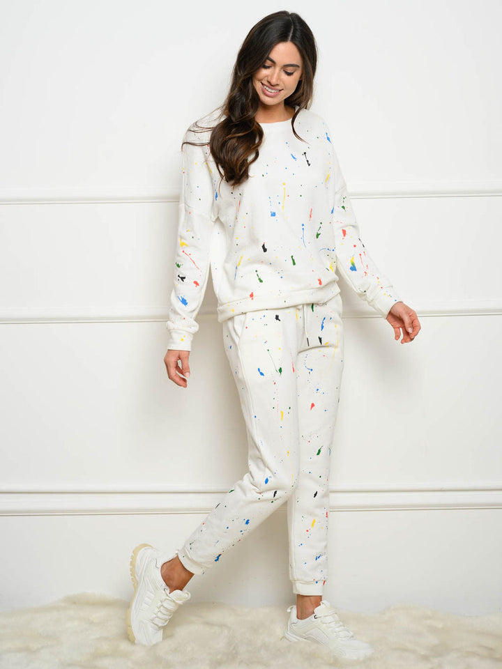 WOMEN'S PAINT SPLATTER 2PC. JOGGER SET