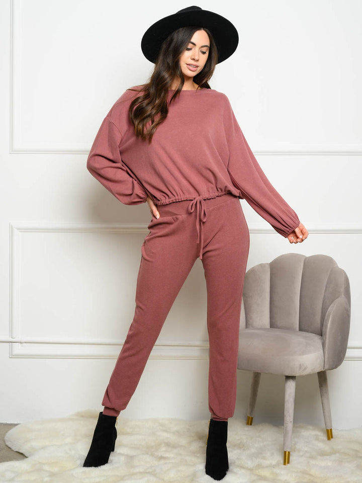 WOMEN'S BRUSHED SEL TIE JOGGER PANTS