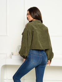 WOMEN'S LONG SLEEVE BUTTON UP SOLID/PLAID JACKET