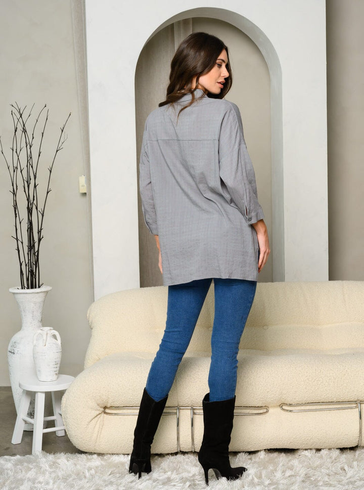 WOMEN'S 3/4 SLEEVES BUTTON UP SHIRT TOP